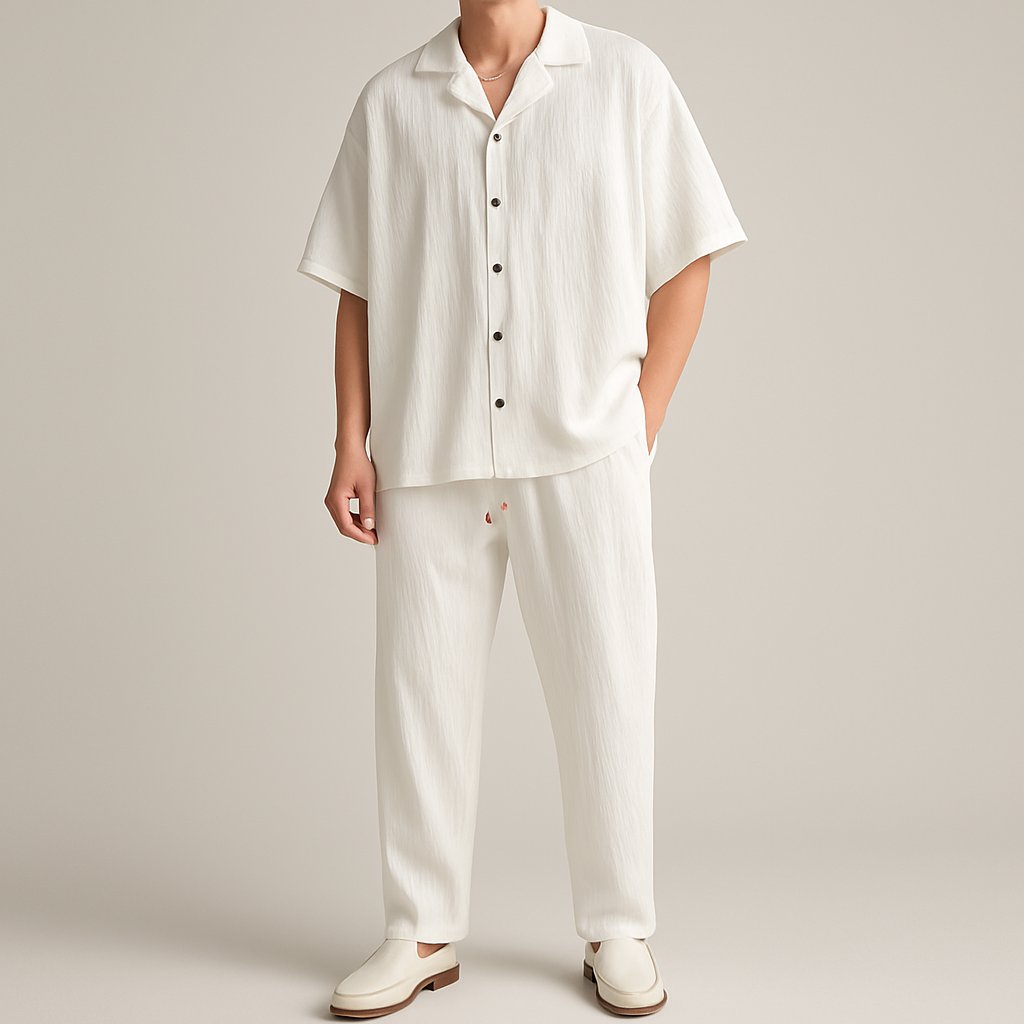 Conjunto de lino Oversize de Cavari Luxe — Transpirable, con ajuste relajado para un estilo diario