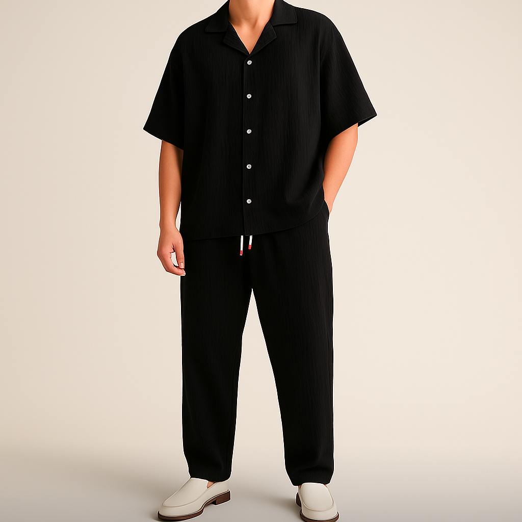 Conjunto de lino Oversize de Cavari Luxe — Transpirable, con ajuste relajado para un estilo diario