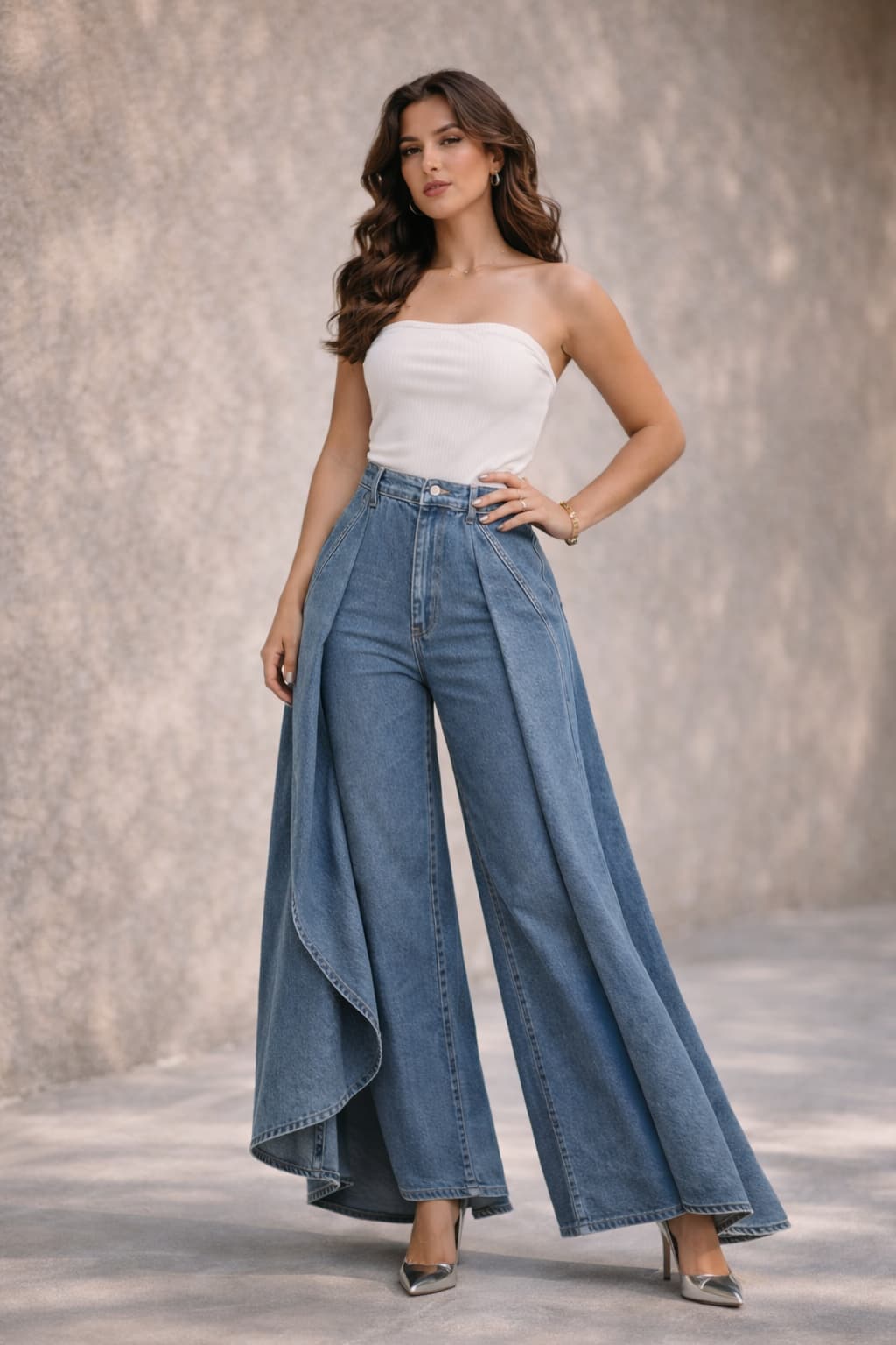 Jeans Tiro Alto Ancho