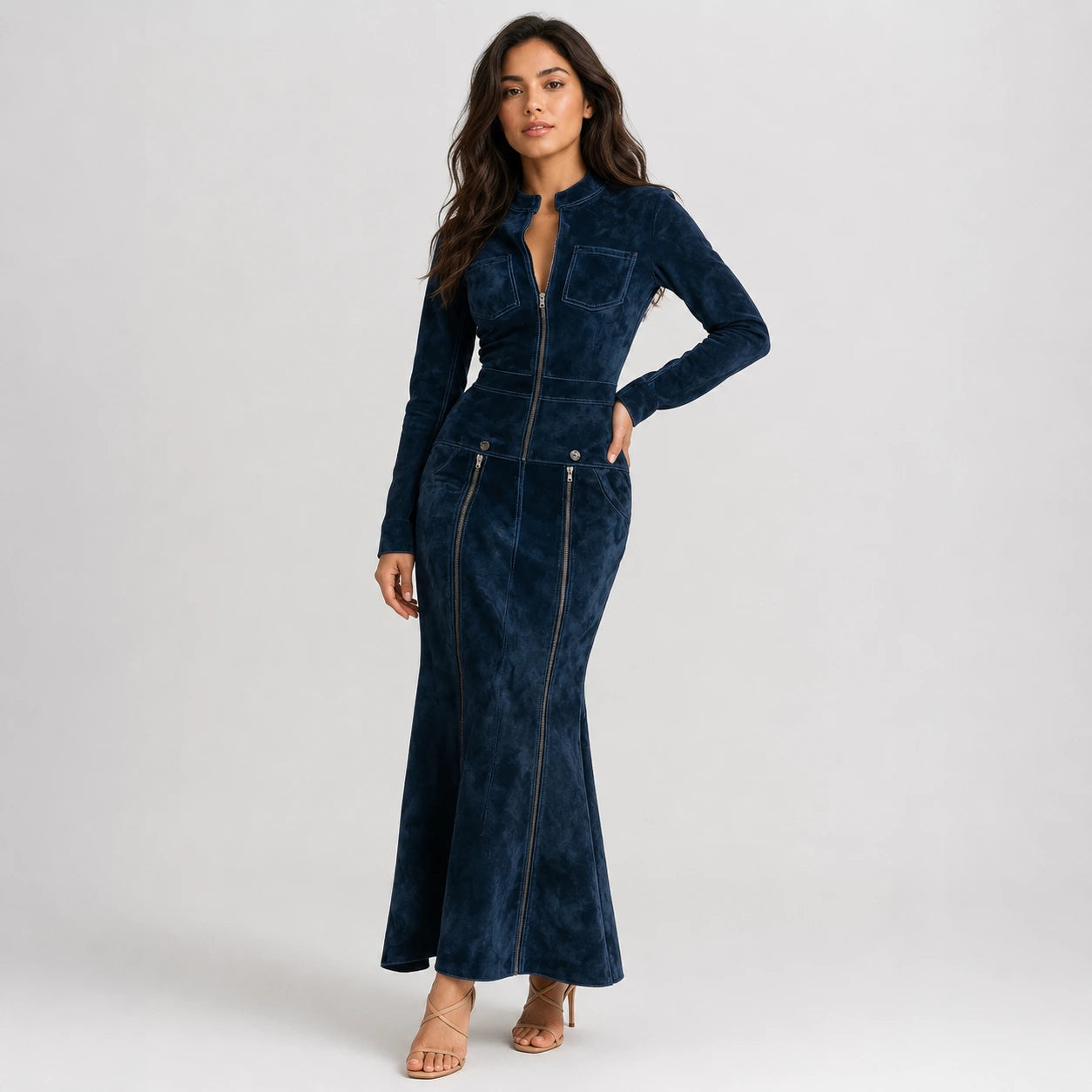 Vestido Largo Denim Estilo Western Chic