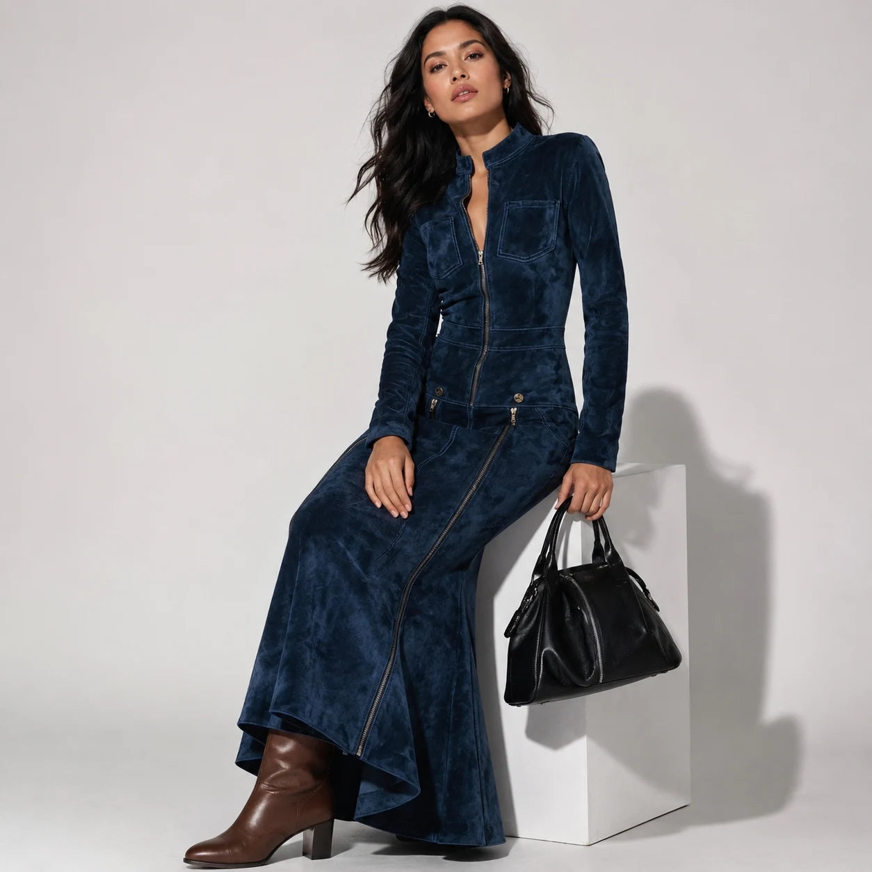 Vestido Largo Denim Estilo Western Chic
