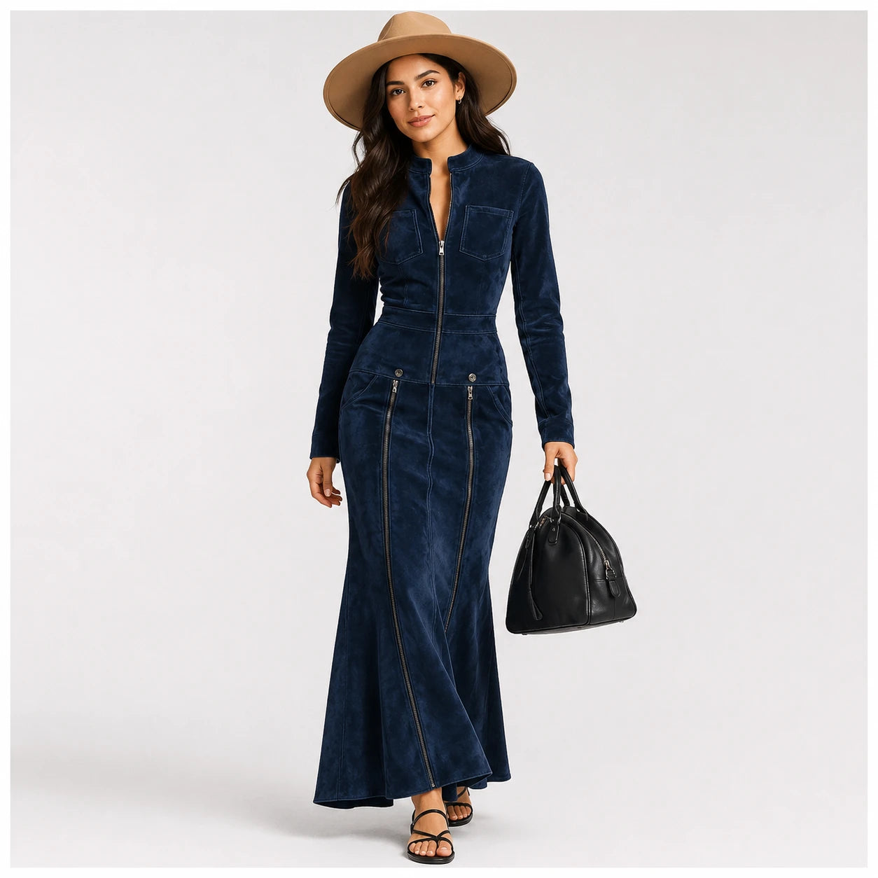 Vestido Largo Denim Estilo Western Chic